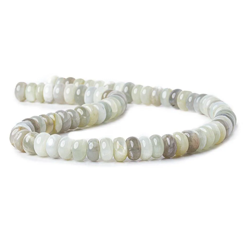 10mm White & Gray Moonstone plain rondelles 16 inch 75 beads