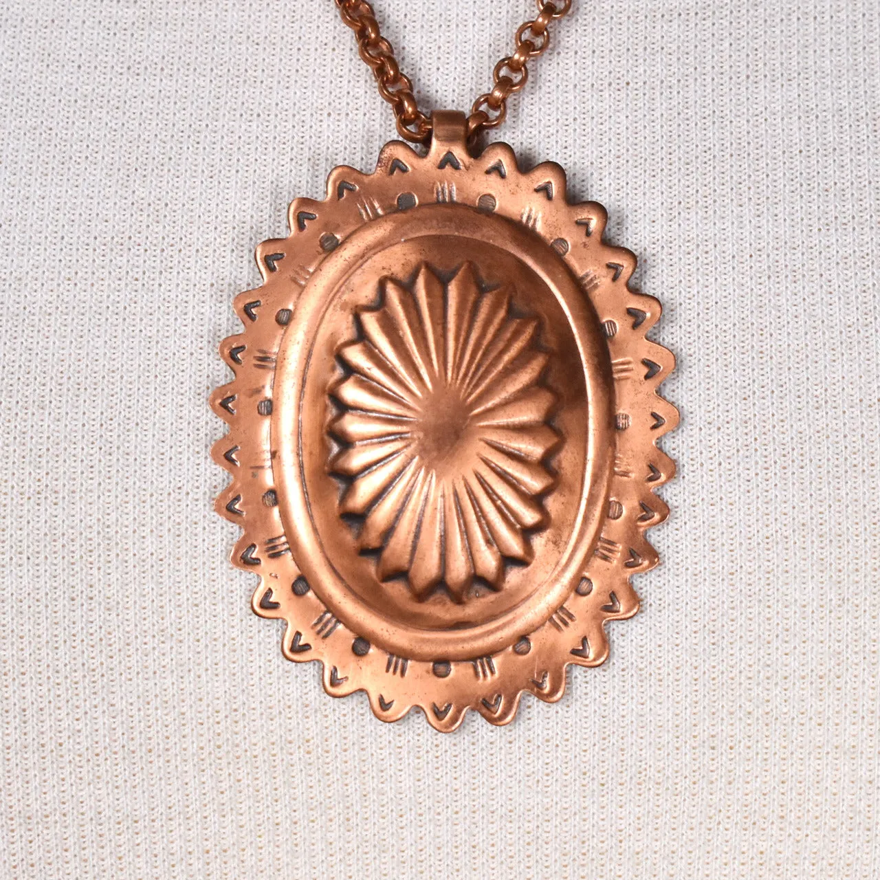 1940s Style Western Copper Pendant Necklace