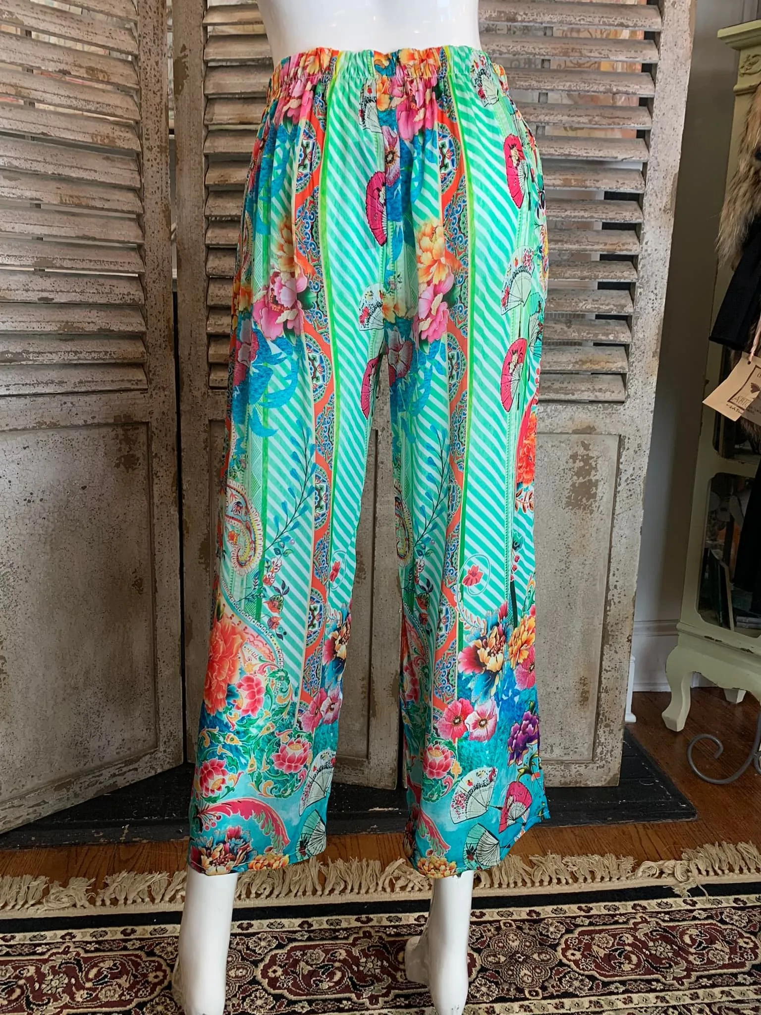 22435P Silk Viscose Pant-Green