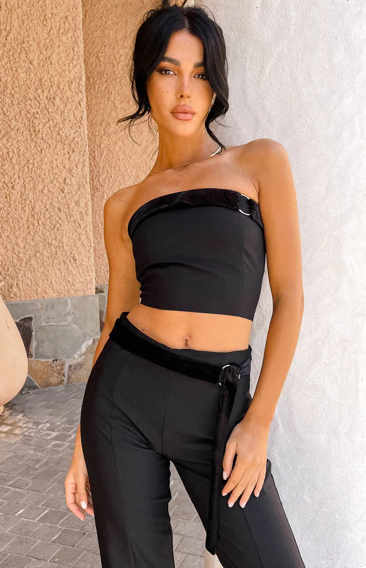 Alistair Black Strapless Belt Top