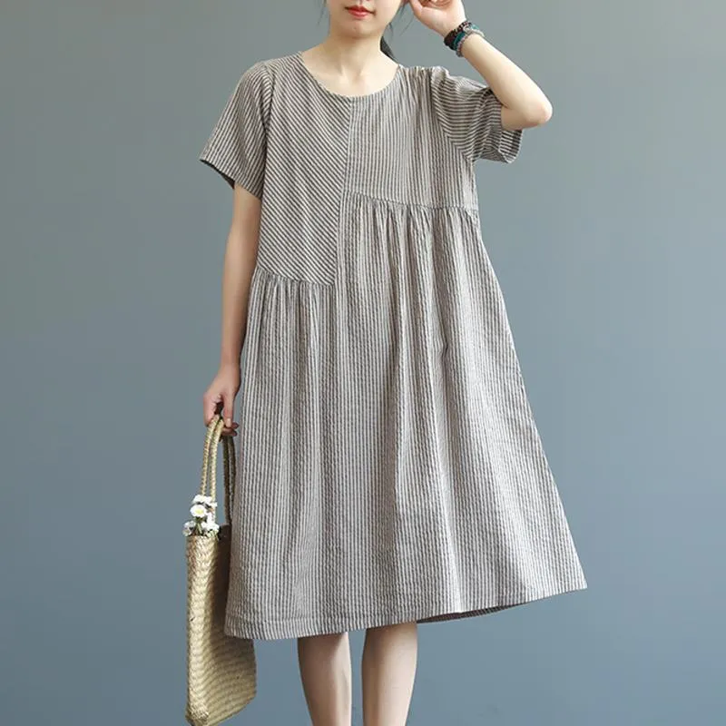 Babakud Women Casual Loose Irregular Design Gathered Dress