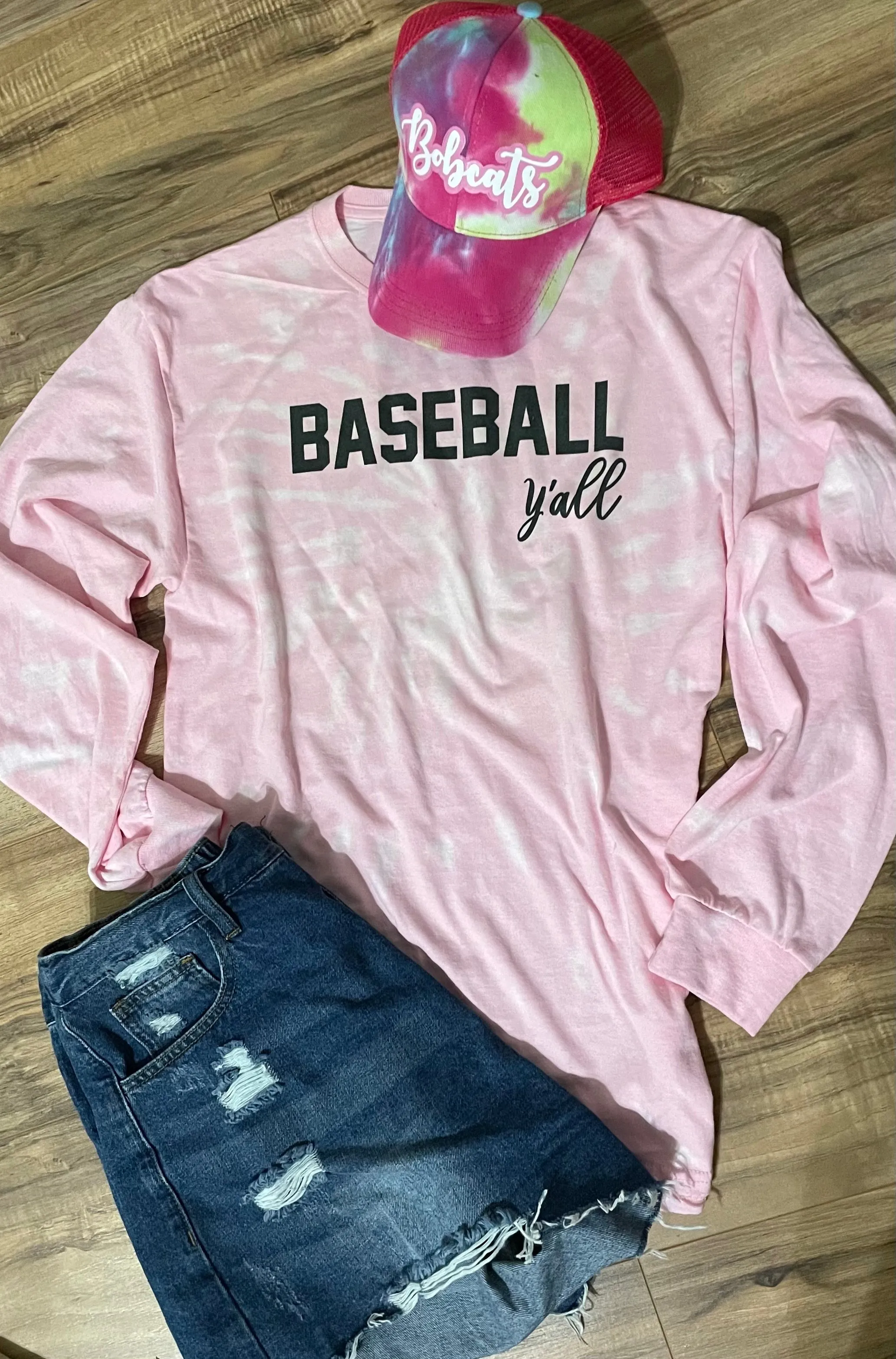 Baseball Y’all in Pink Tie Dye