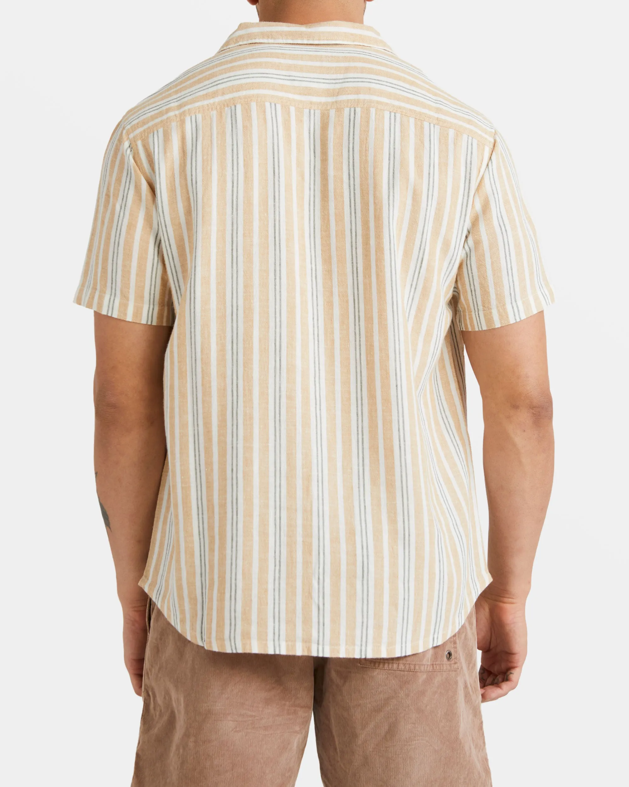 Beat Stripe Short Sleeve Shirt - Tan