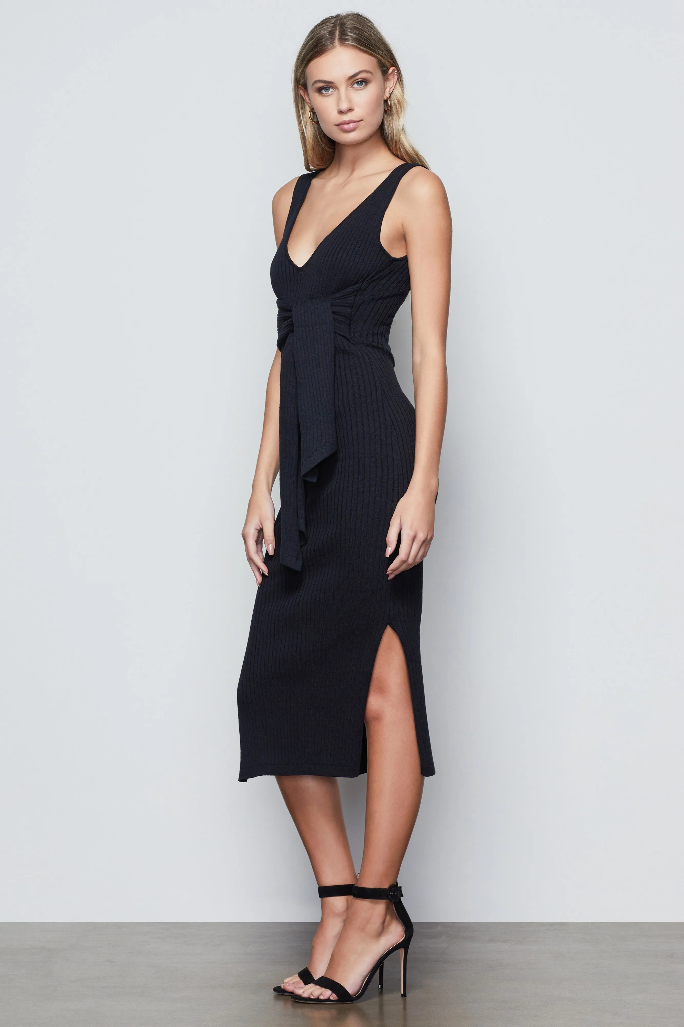 BELTED BODY DRESS | BLACK001