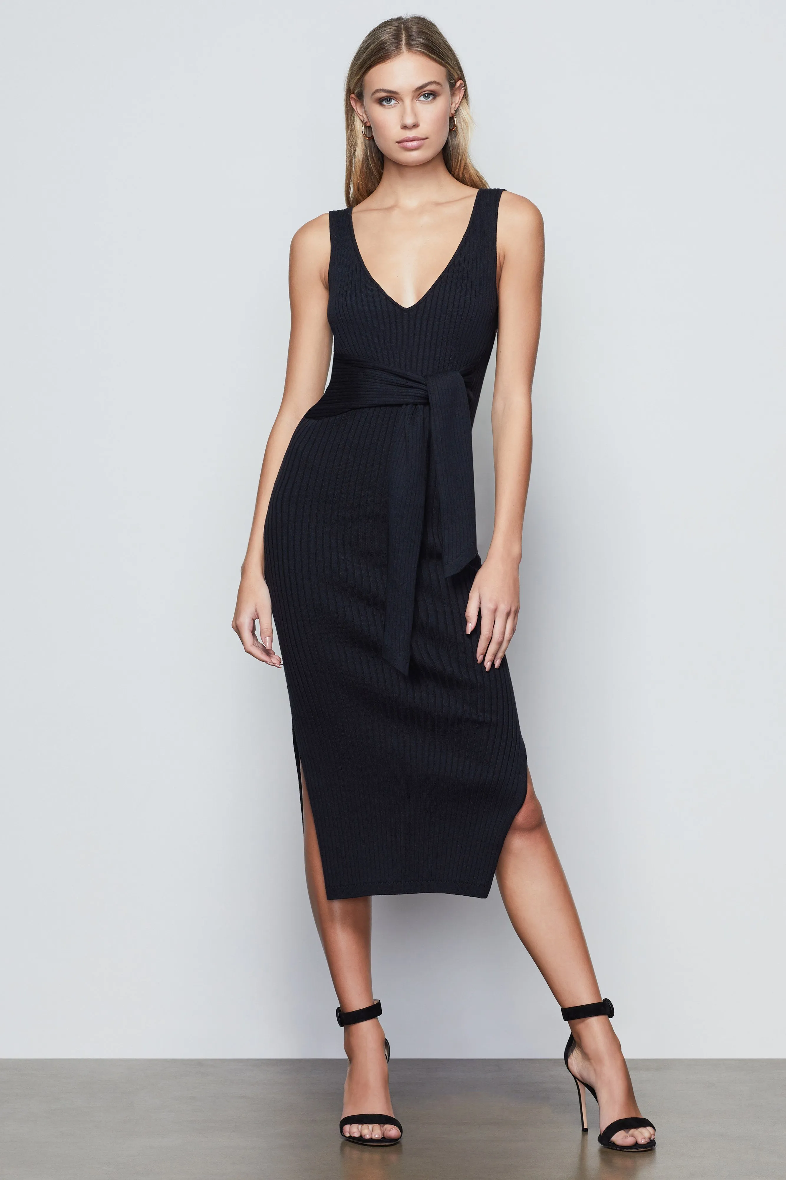 BELTED BODY DRESS | BLACK001