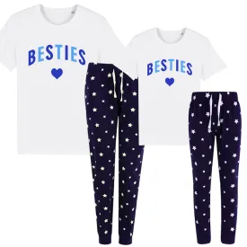 Besties Love Hearts Matching Navy/White Star Pyjamas