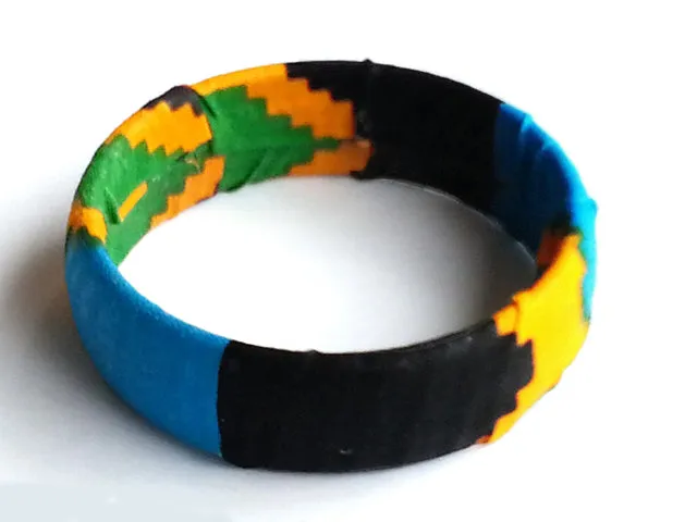 Black, Blue, Green and Orange Kente Print Bangle