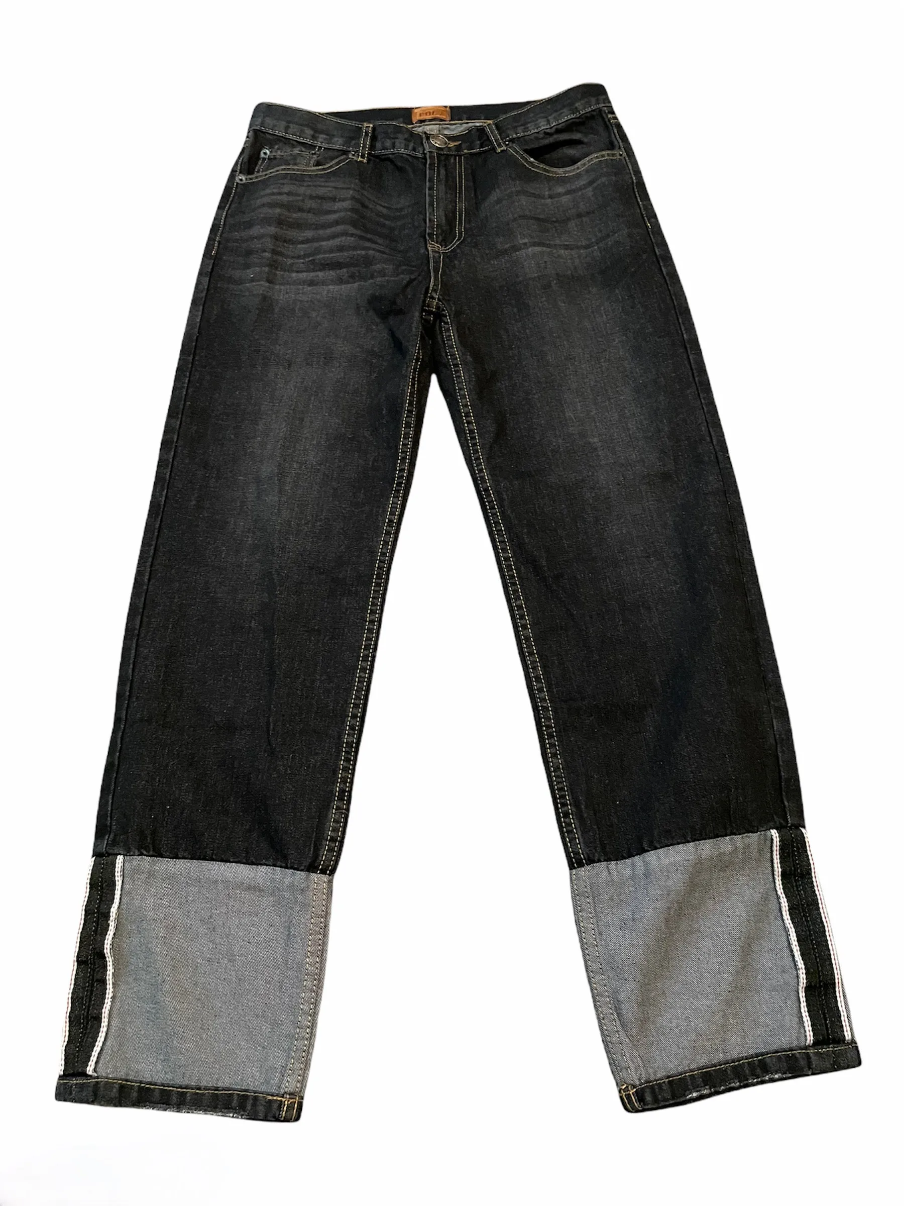 Black Denim Wide Cuff Jeans