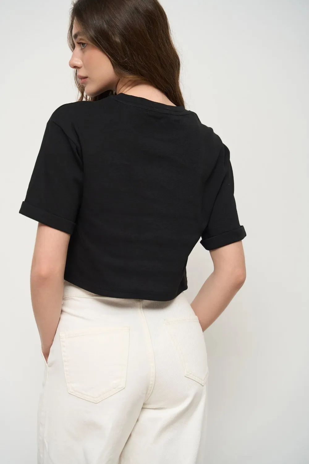 Black Oversized Cropped T-Shirt