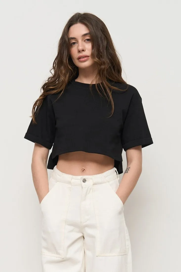 Black Oversized Cropped T-Shirt