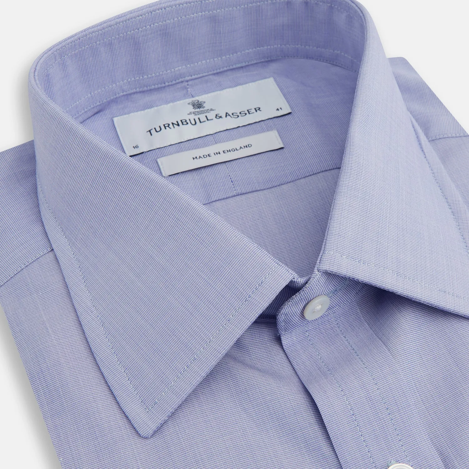 Blue End-on-End Cotton Shirt with T&A Collar and 3-Button Cuffs