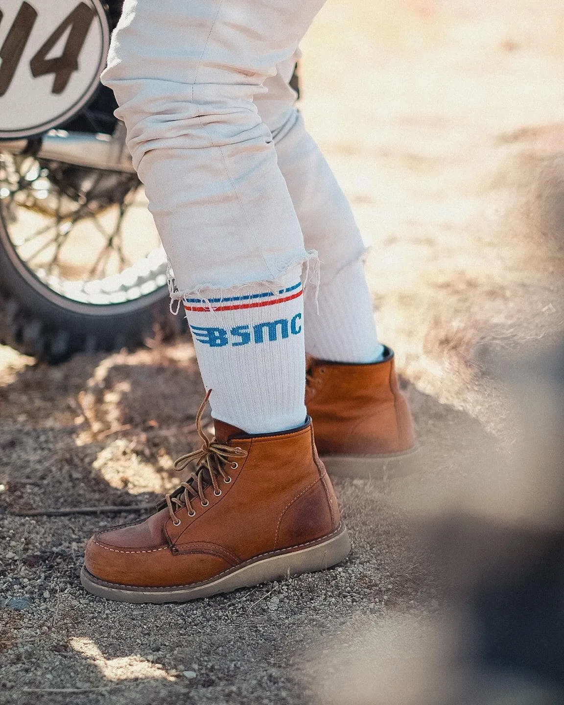 BSMC MX Socks - WHT/RED/BLUE