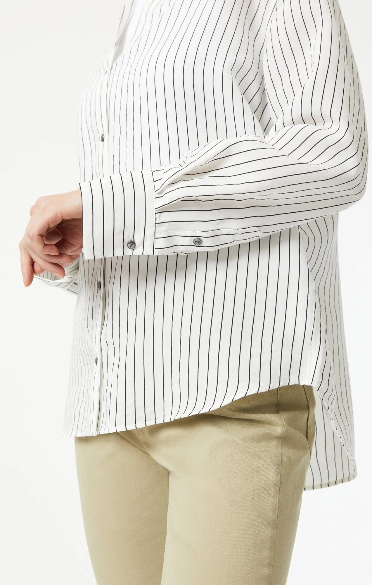 BUTTON-UP LONG SLEEVE SHIRT IN BLACK STRIPE