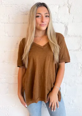 Cinnamon Spice Knock Out V-Neck Tee