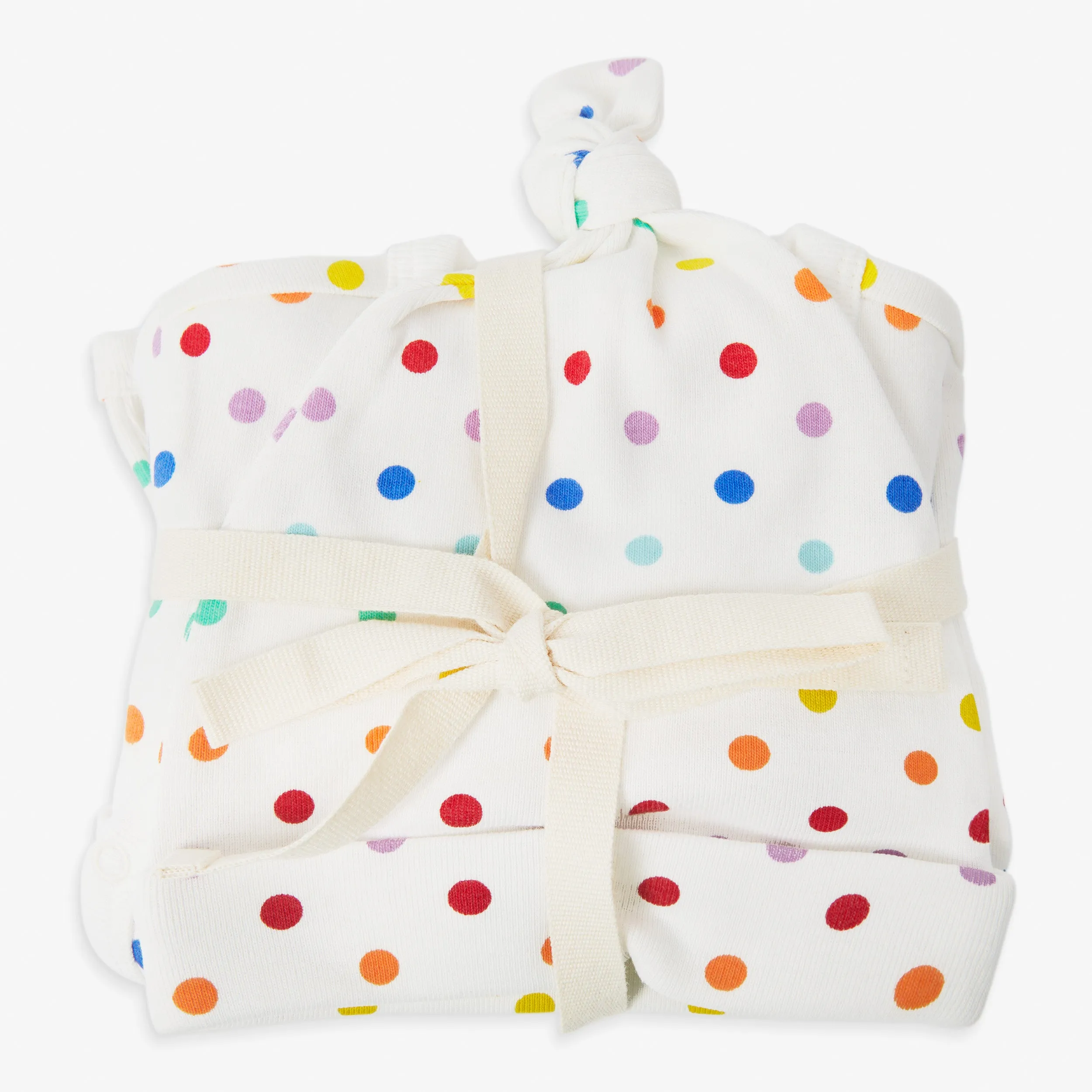 Clearance baby three-piece gift set in mini rainbow dot