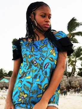 Dupsie's Exclusive Blue-Yellow African Print Top-DPXX3141