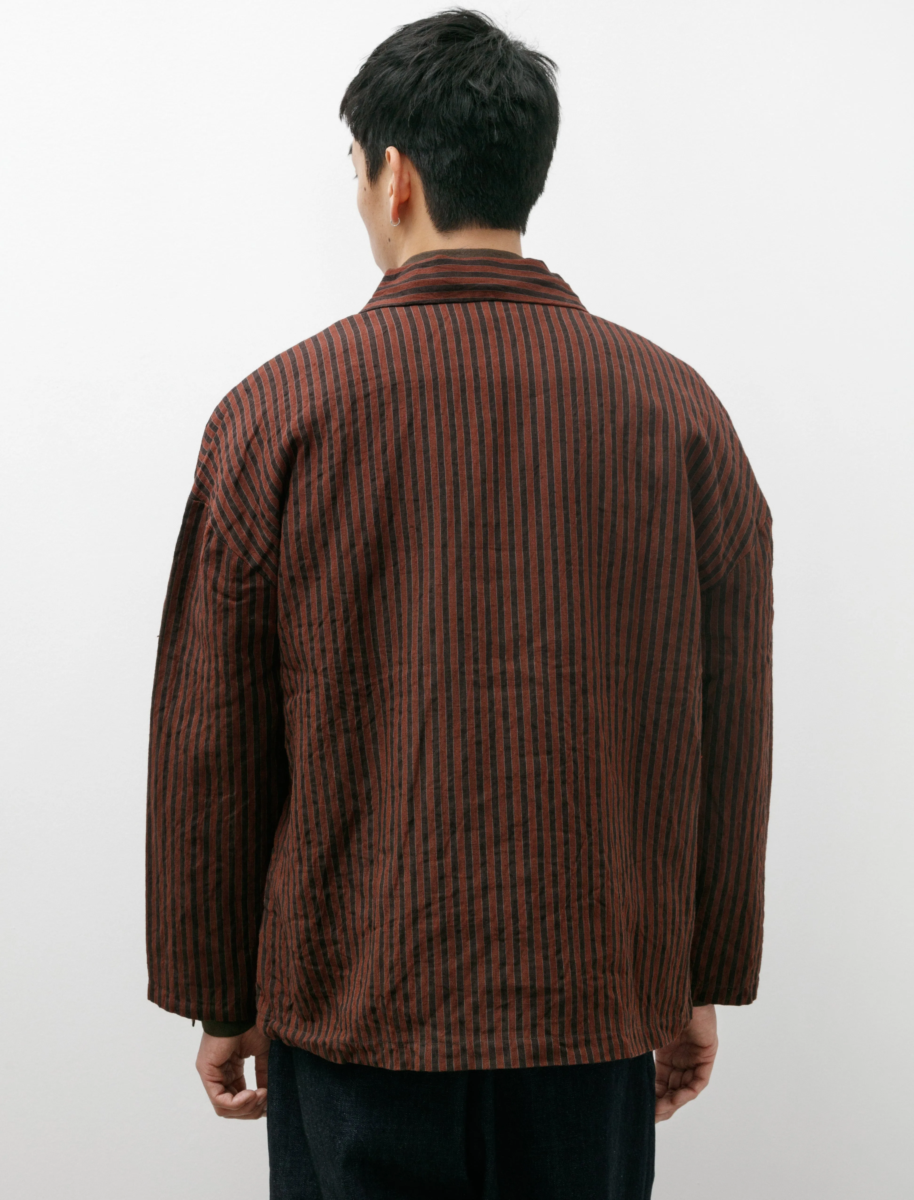 Field Shirt Two Yarn Dyed Linen Stripe Navy Red