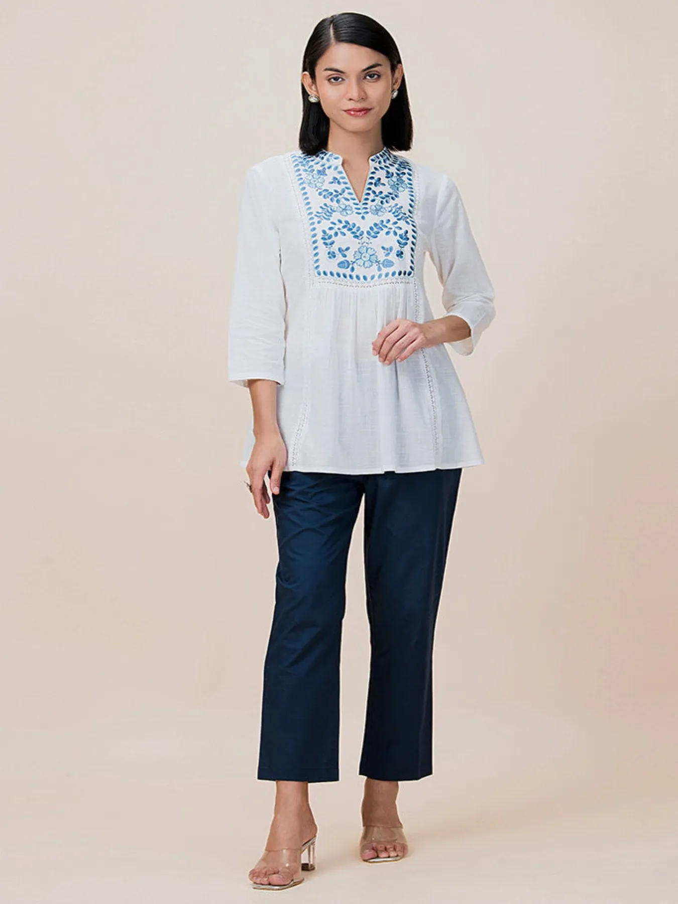 Frost Collared Short Tunic Plus Size