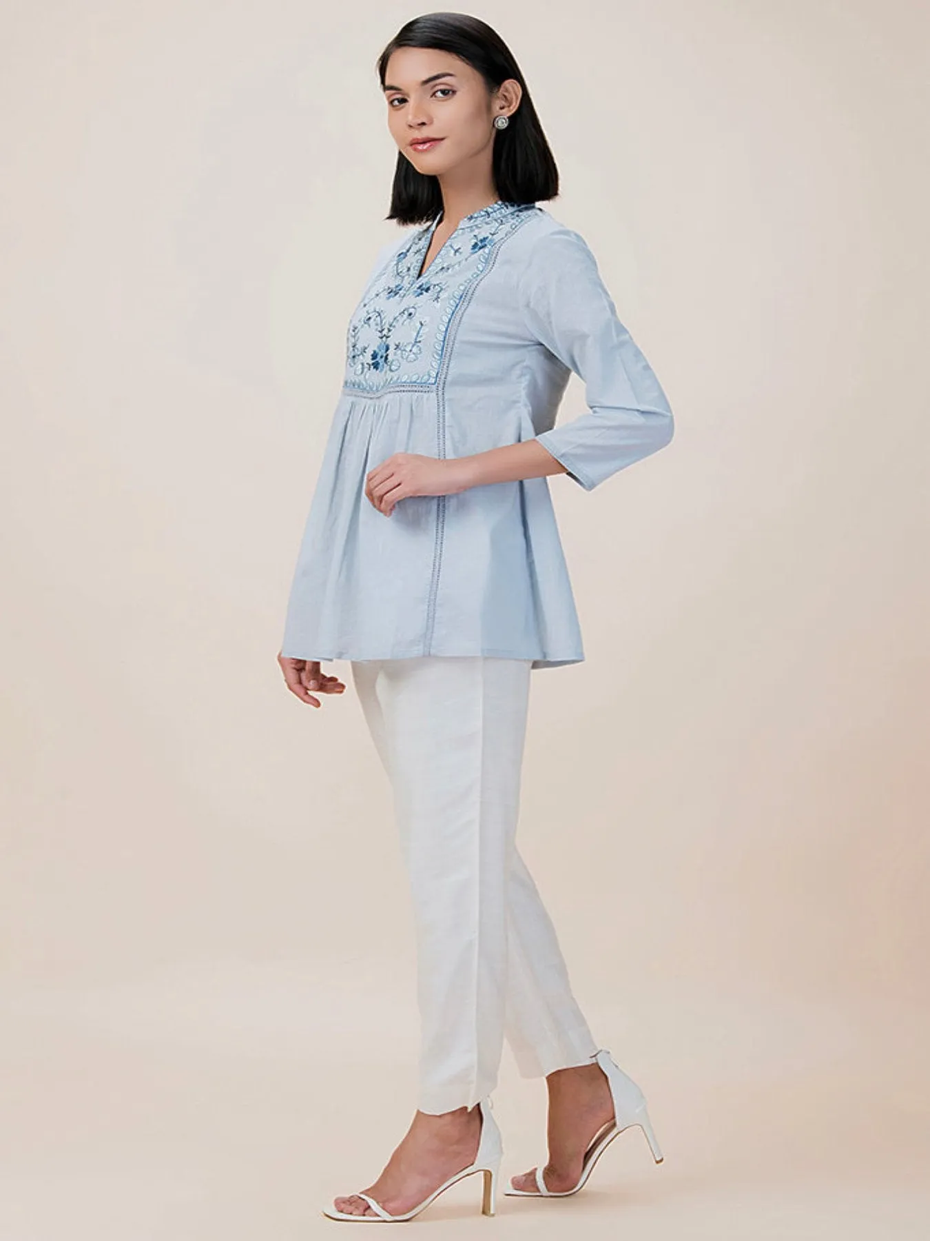 Frost Collared Short Tunic Plus Size