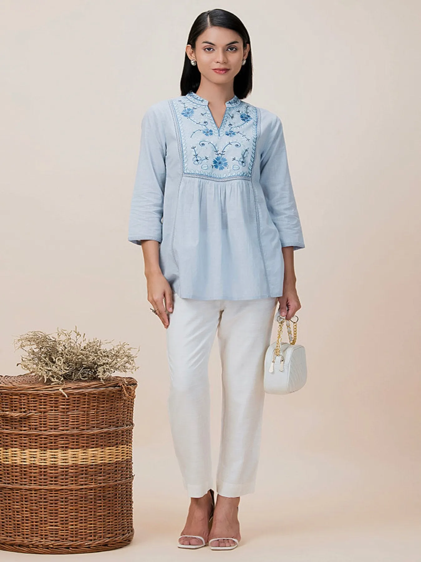 Frost Collared Short Tunic Plus Size