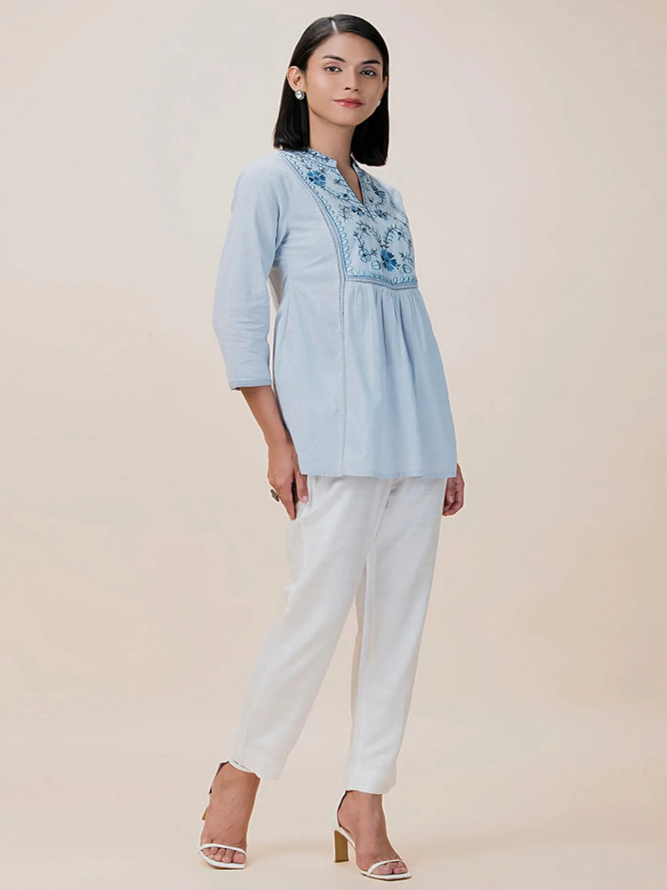 Frost Collared Short Tunic Plus Size