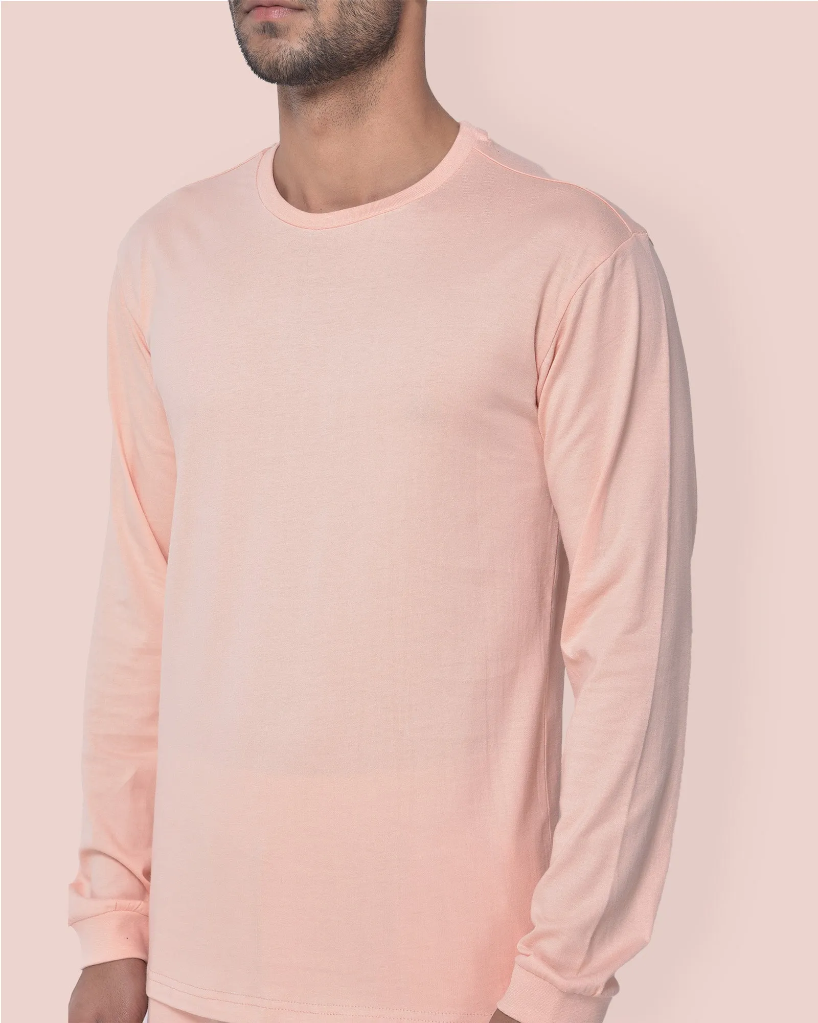 Full Sleeves Crew Neck: Peach