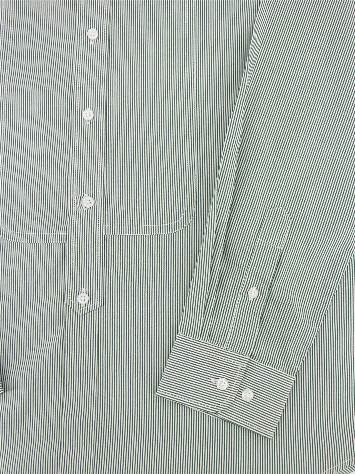 Green Stripe 1940s Vintage Look Collarless Grandad Shirt