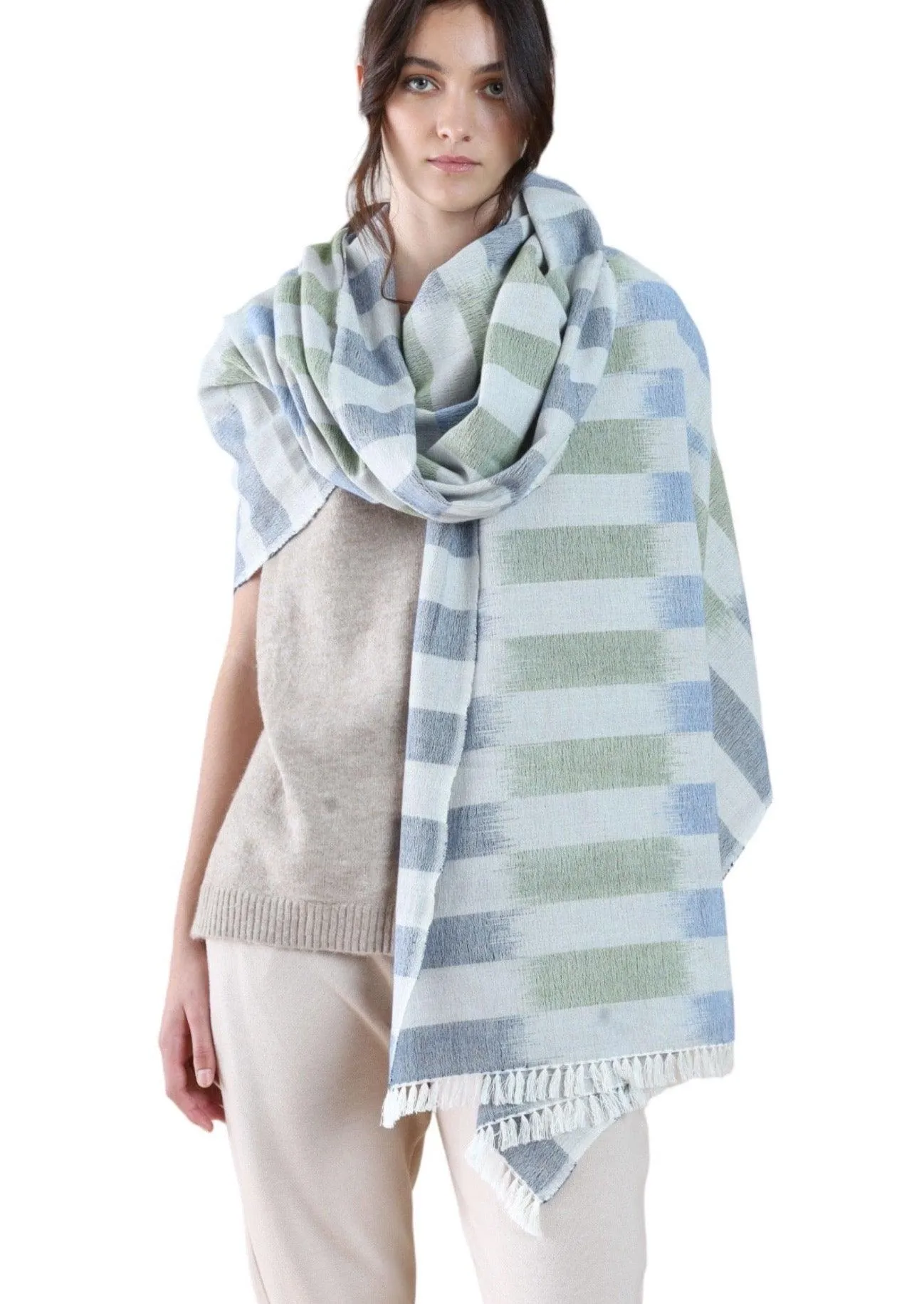 IKAT WRAP  OCEAN BLUE & GREY