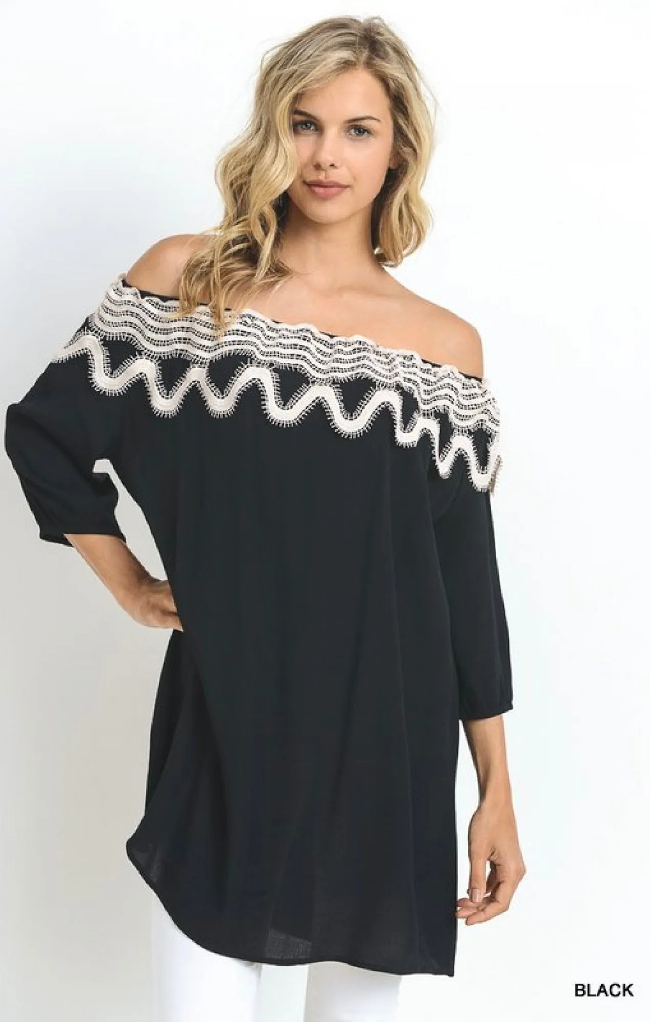 Jody Crochet Yoke Tunic Top