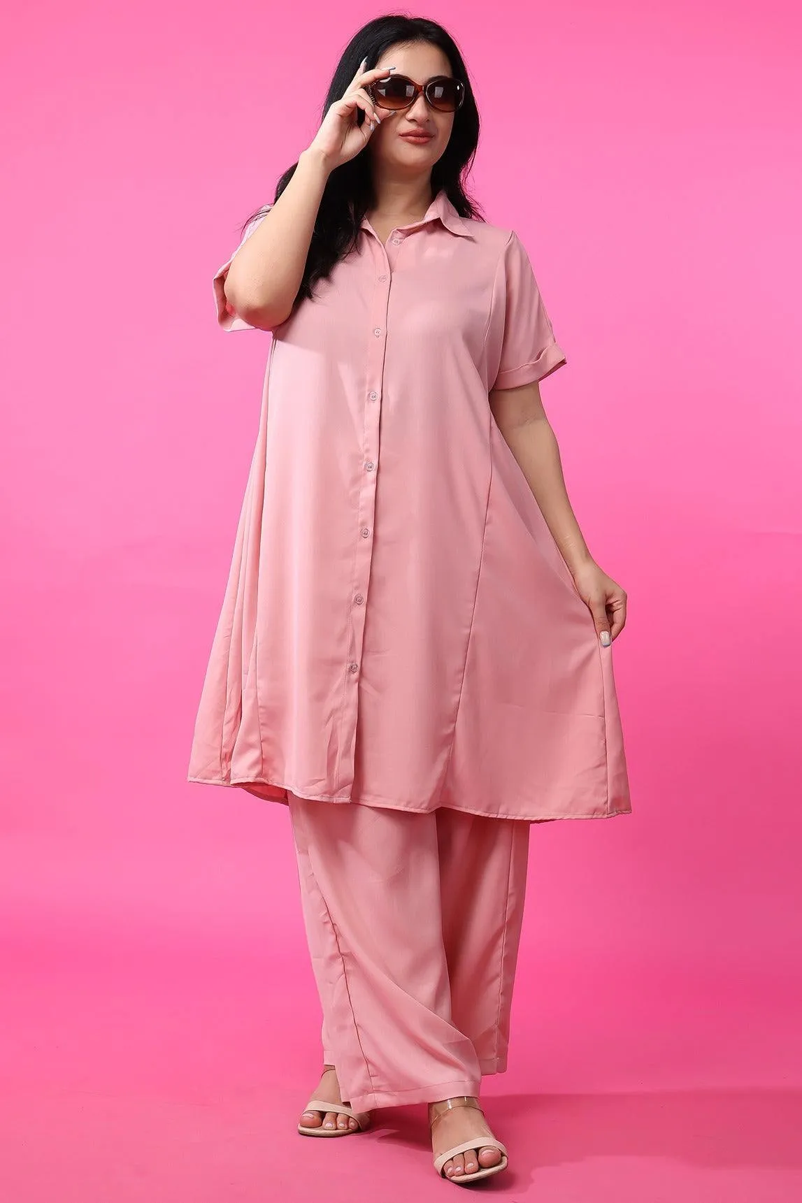 Light Pink Solid Co-ord Set