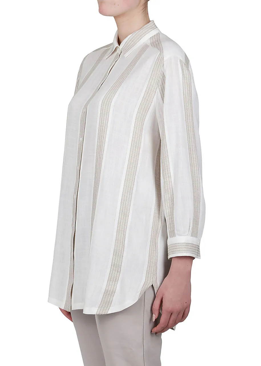 Long Linen Striped Shirt