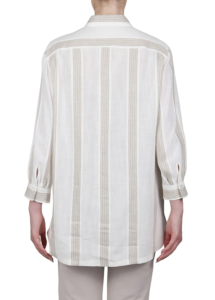 Long Linen Striped Shirt