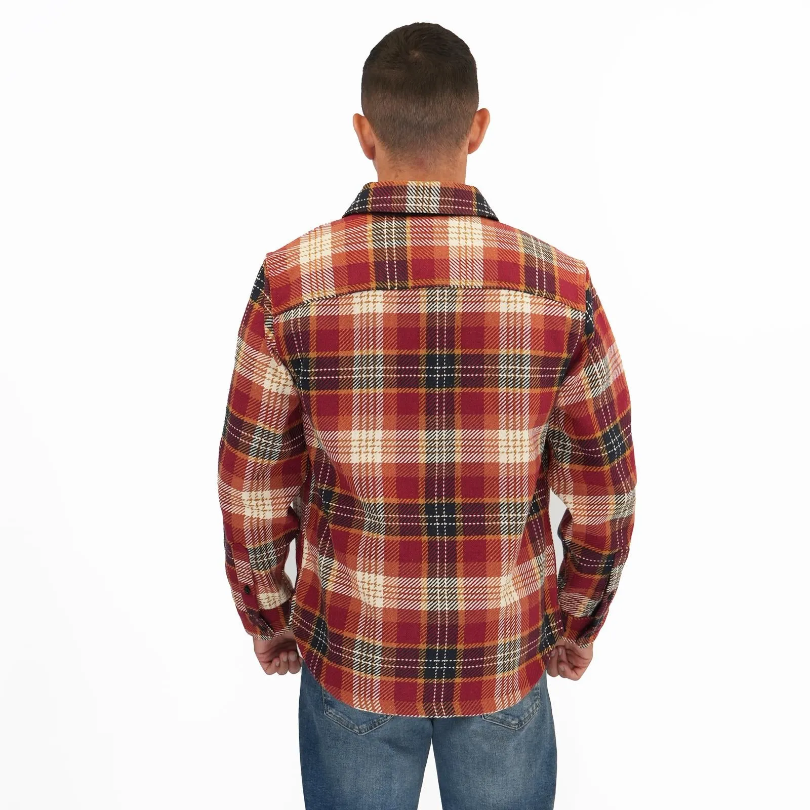 M&S Mens Cotton Rich Check Overshirt Red