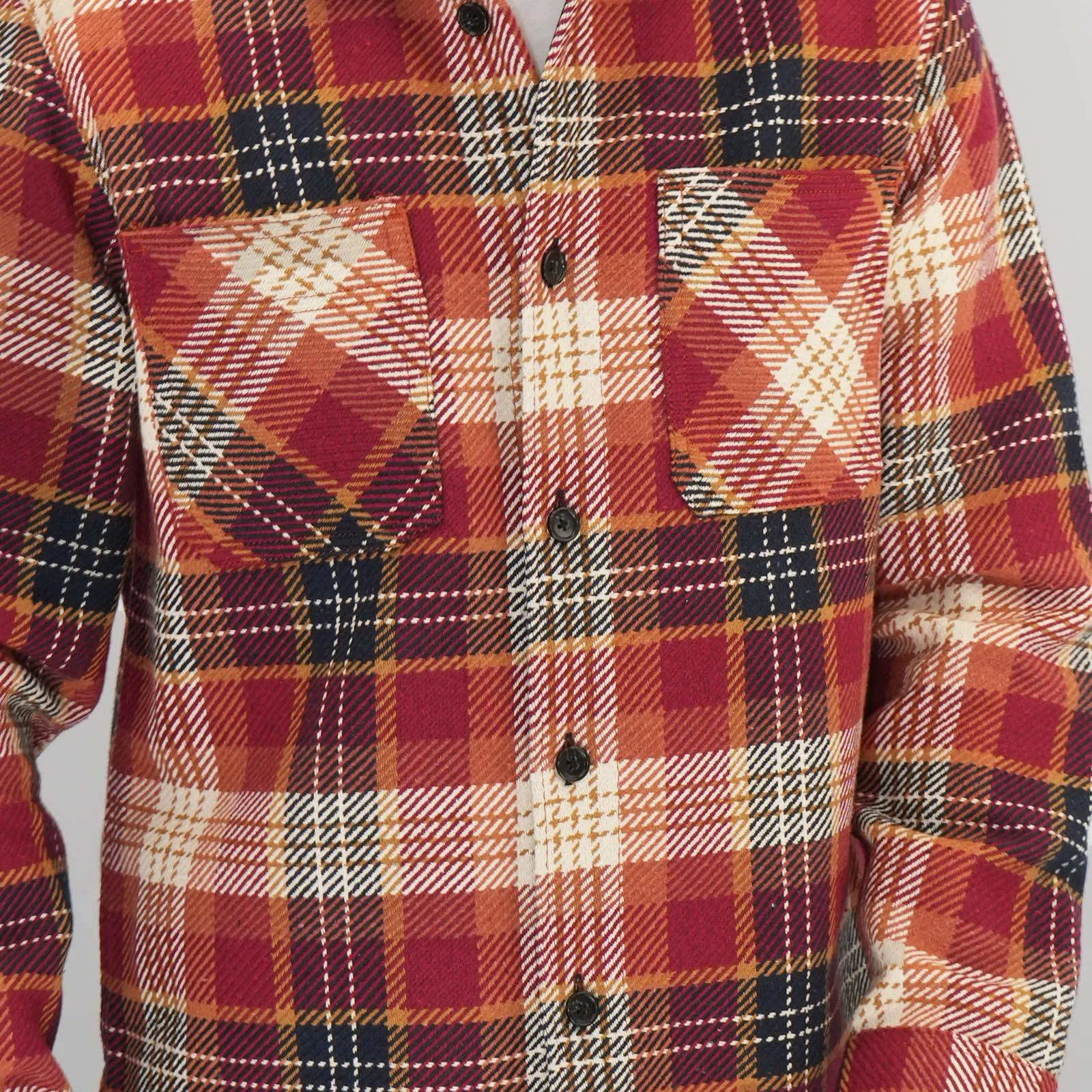 M&S Mens Cotton Rich Check Overshirt Red