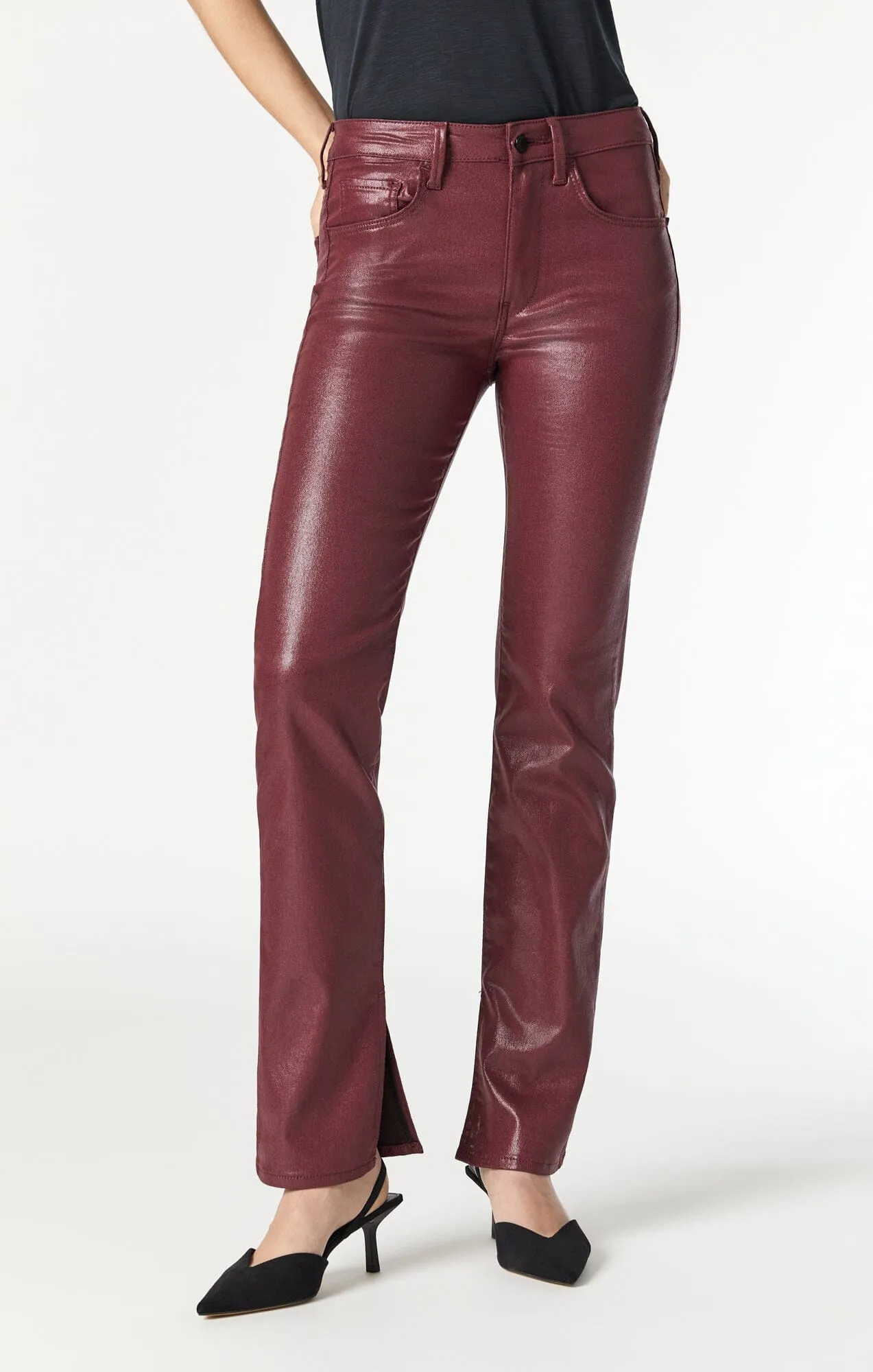 MARIA SLIT HEM FLARE IN BORDO JEATHER