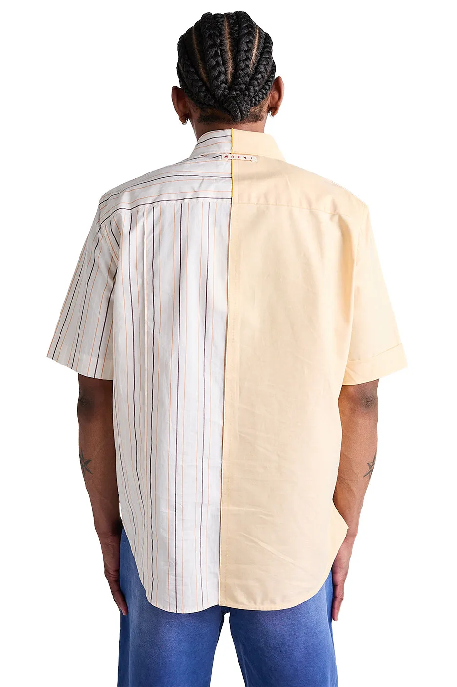 Marni Half Poplin Striped Shirt 'Ivory'