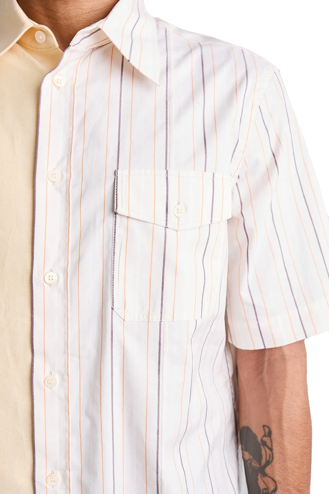 Marni Half Poplin Striped Shirt 'Ivory'