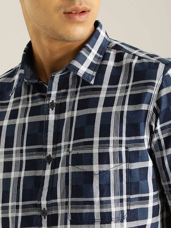 Men Checked Half Sleeve Cotton Shirt