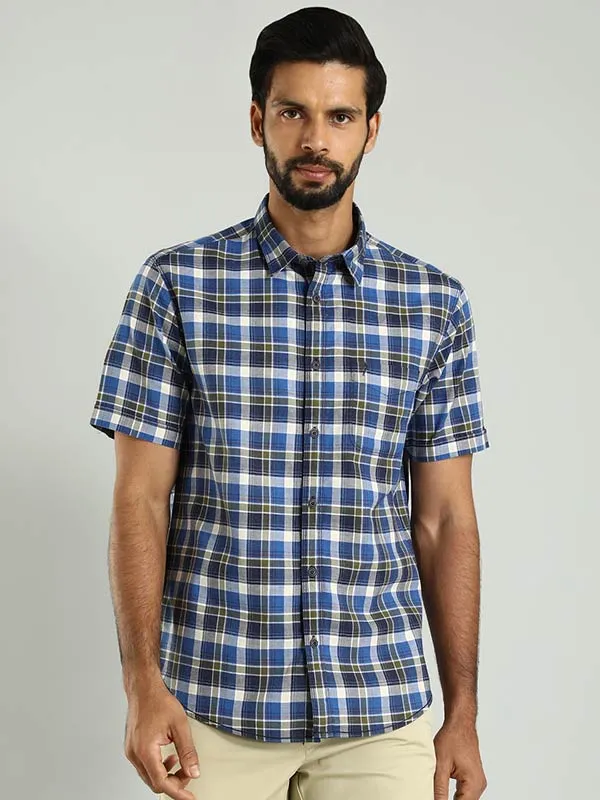 Men Checked Half Sleeve Cotton Shirt