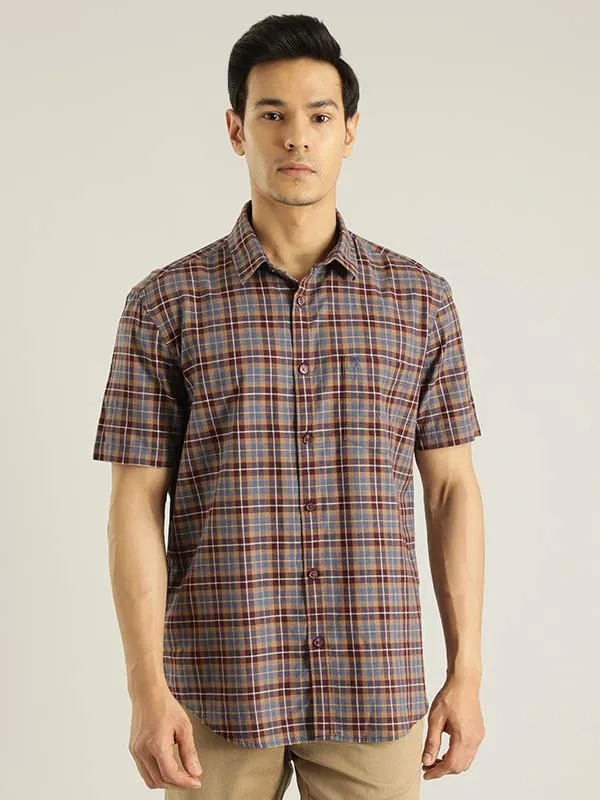 Men Checked Half Sleeve Cotton Shirt