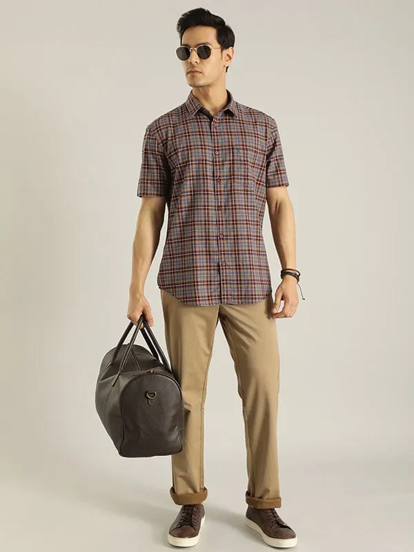 Men Checked Half Sleeve Cotton Shirt