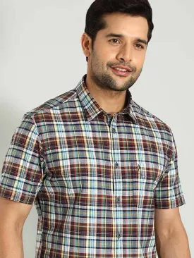 Men Checked Half Sleeve Cotton Shirt