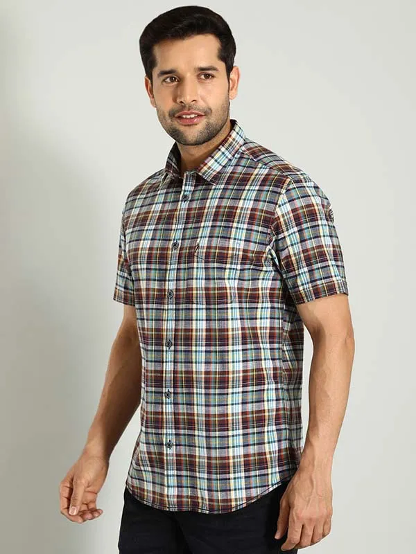 Men Checked Half Sleeve Cotton Shirt