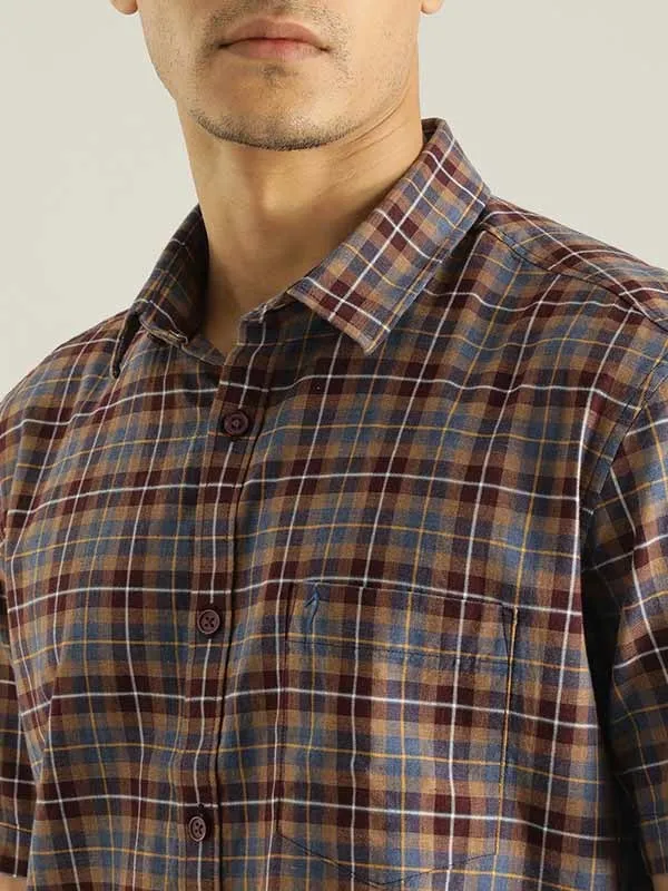 Men Checked Half Sleeve Cotton Shirt