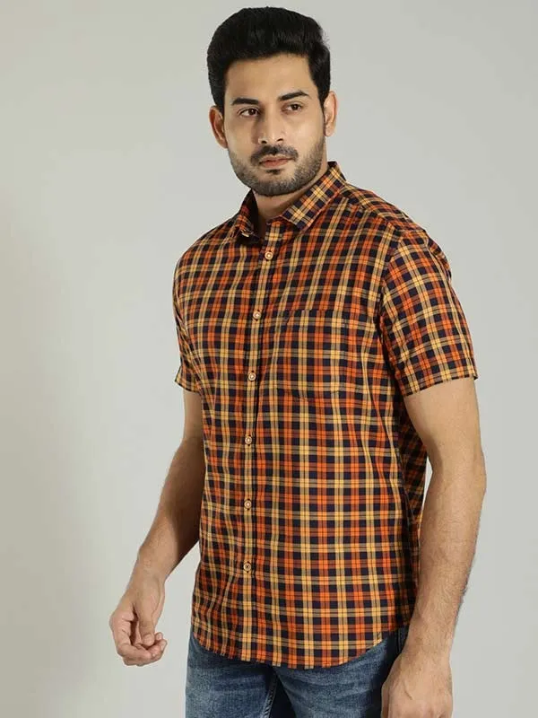 Men Checked Half Sleeve Cotton Shirt