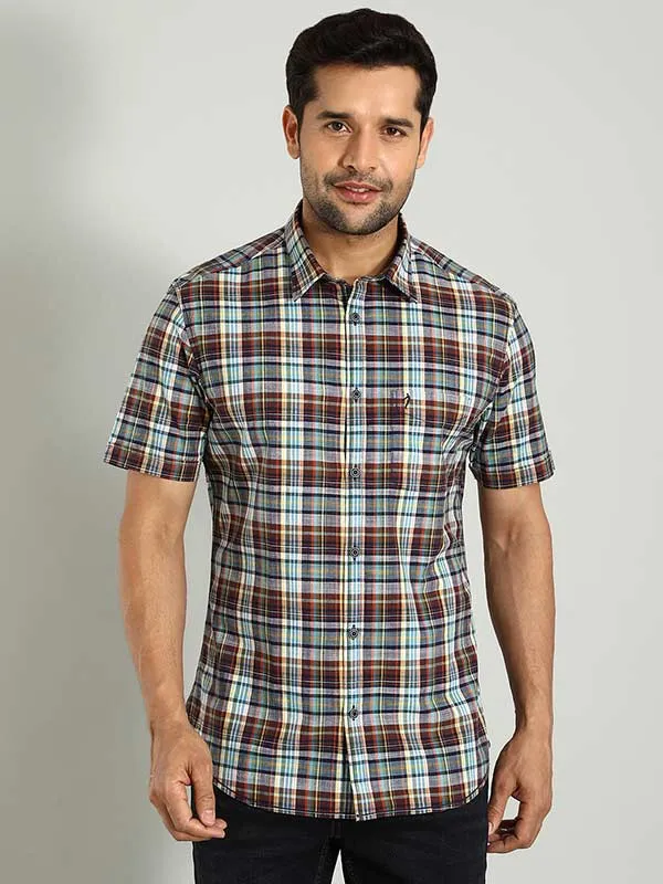 Men Checked Half Sleeve Cotton Shirt