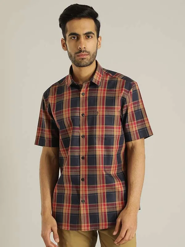 Men Checked Half Sleeve Cotton Shirt