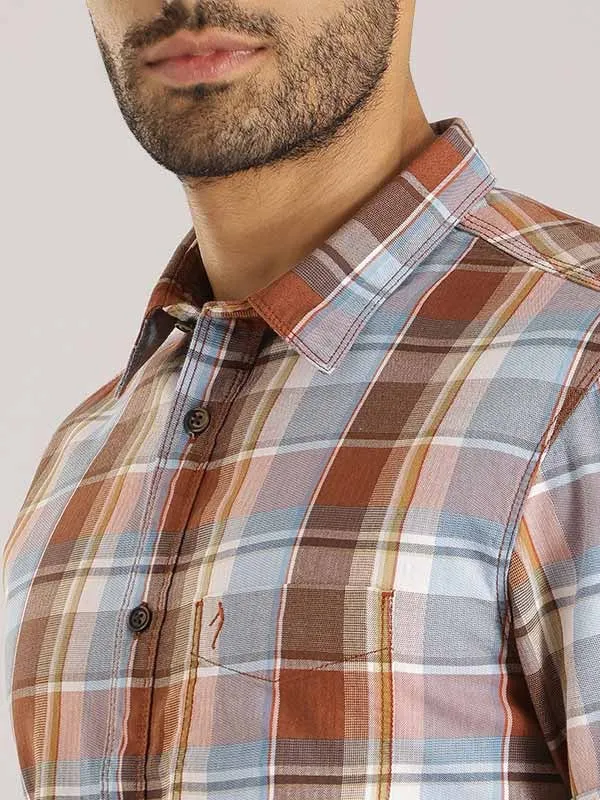 Men Checked Half Sleeve Cotton Shirt