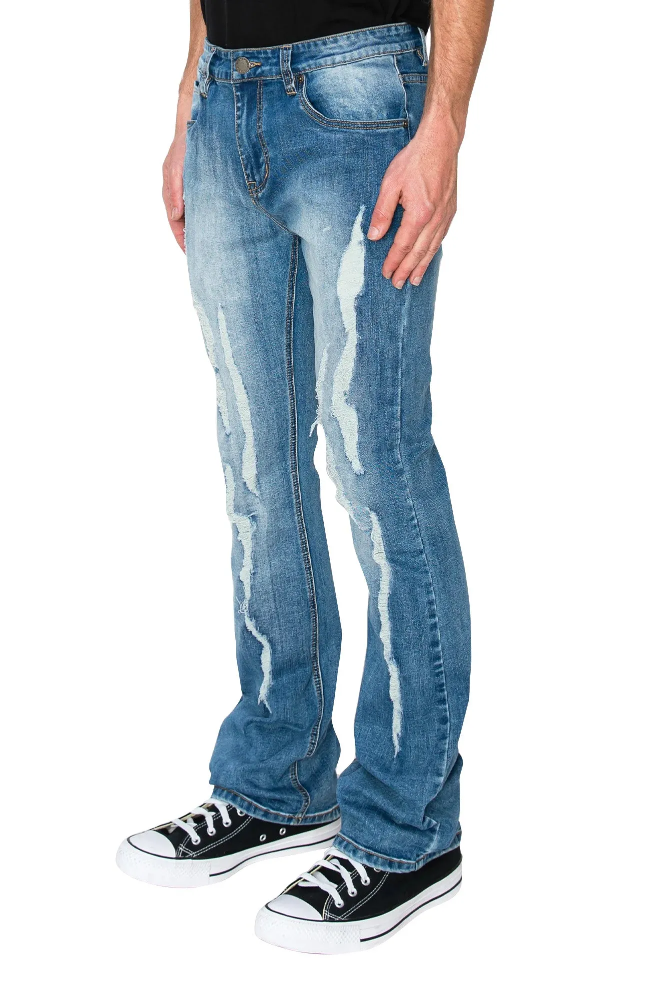 Men's Bootcut Distressed Denim Jeans