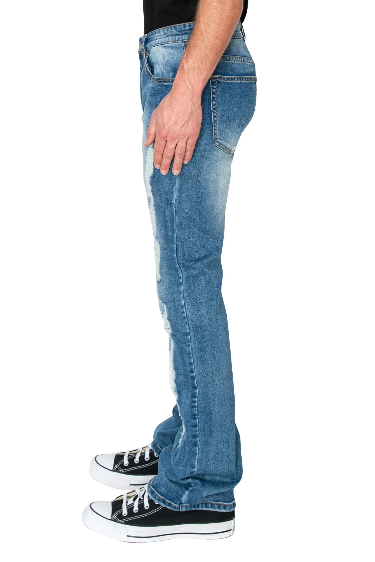 Men's Bootcut Distressed Denim Jeans